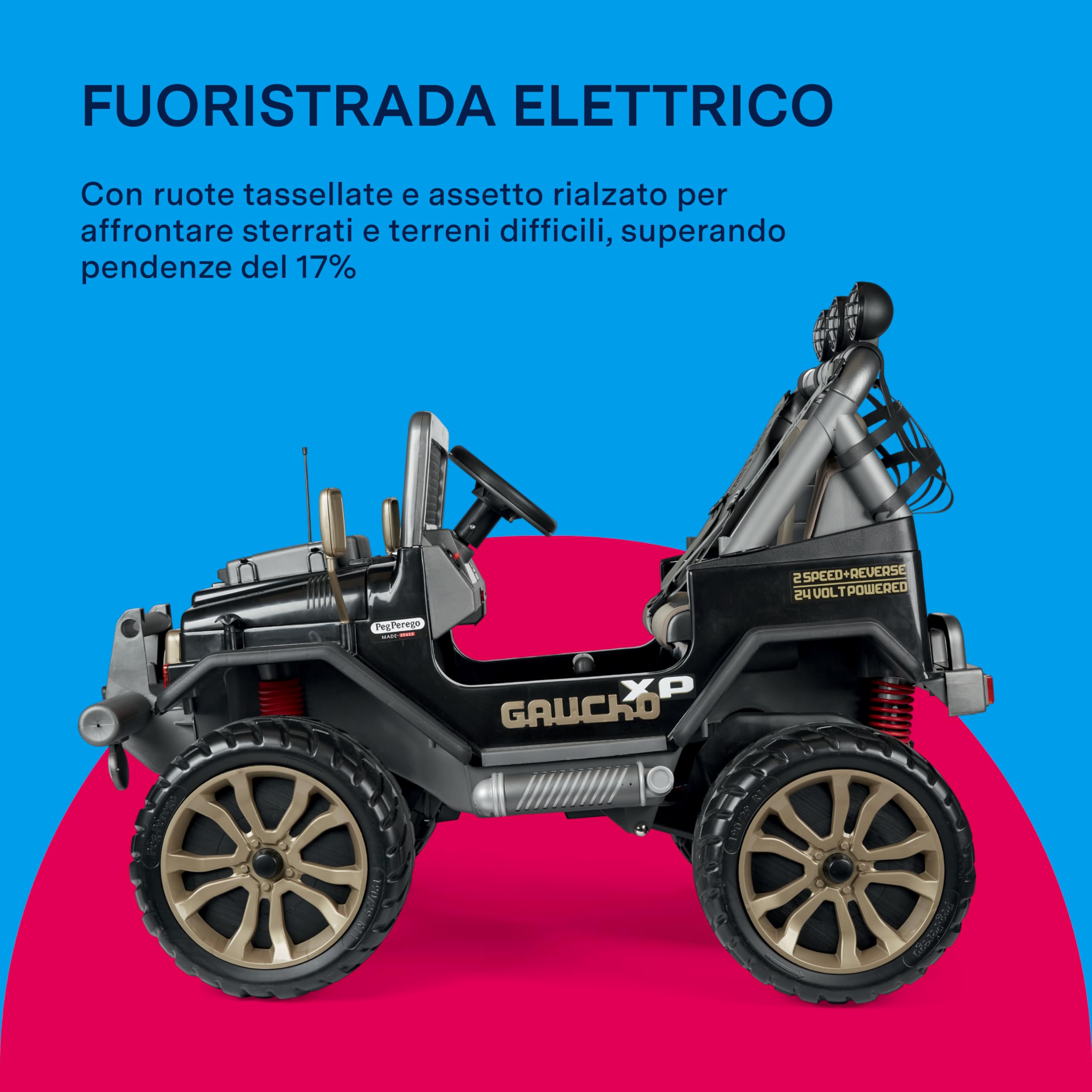 peg-perego-gaucho-xp-fuoristrada-elettrico-24v-con-luci-led-e-radio image 3