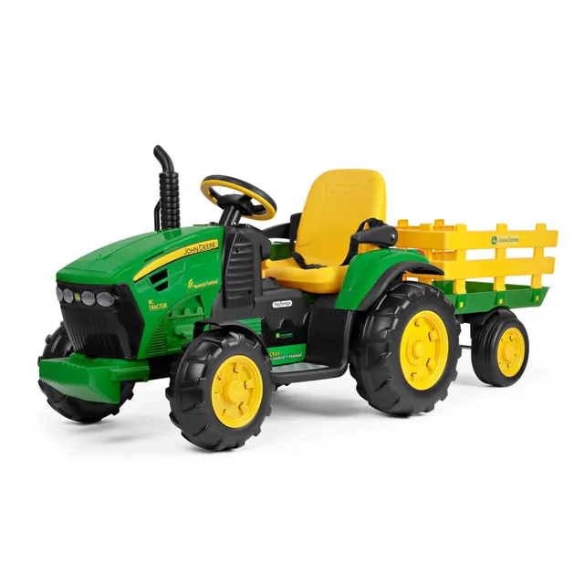 peg-perego-john-deere-rc-tractor-trattore-elettrico-12v-con-rimorchio-e-telecoma image 1