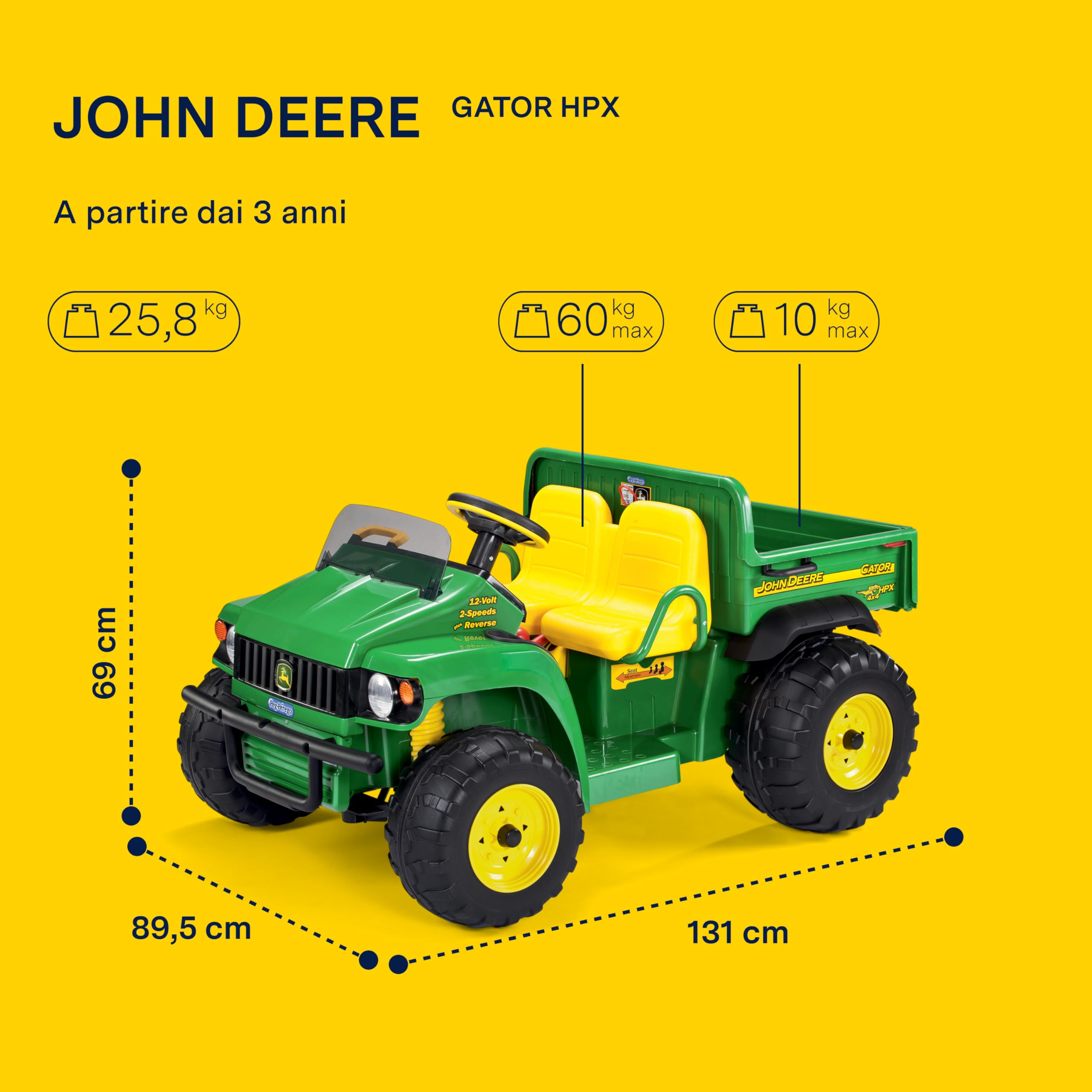 peg-perego-john-deere-gator-hpx-trattore-elettrico-12v-2-posti-3-anni image 2