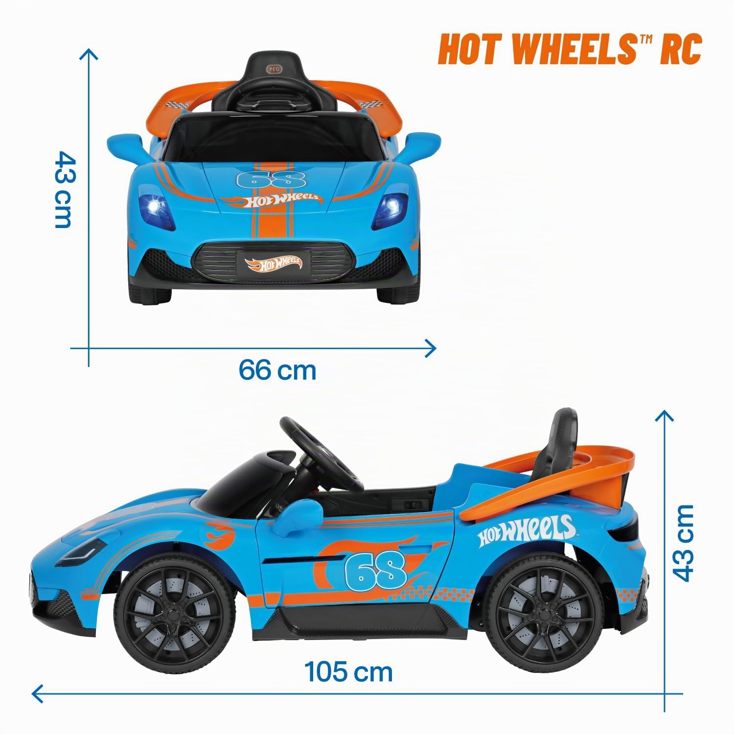 peg-perego-hot-wheels-rc-12v-auto-elettrica-cavalcabile-con-telecomando-18m image 2