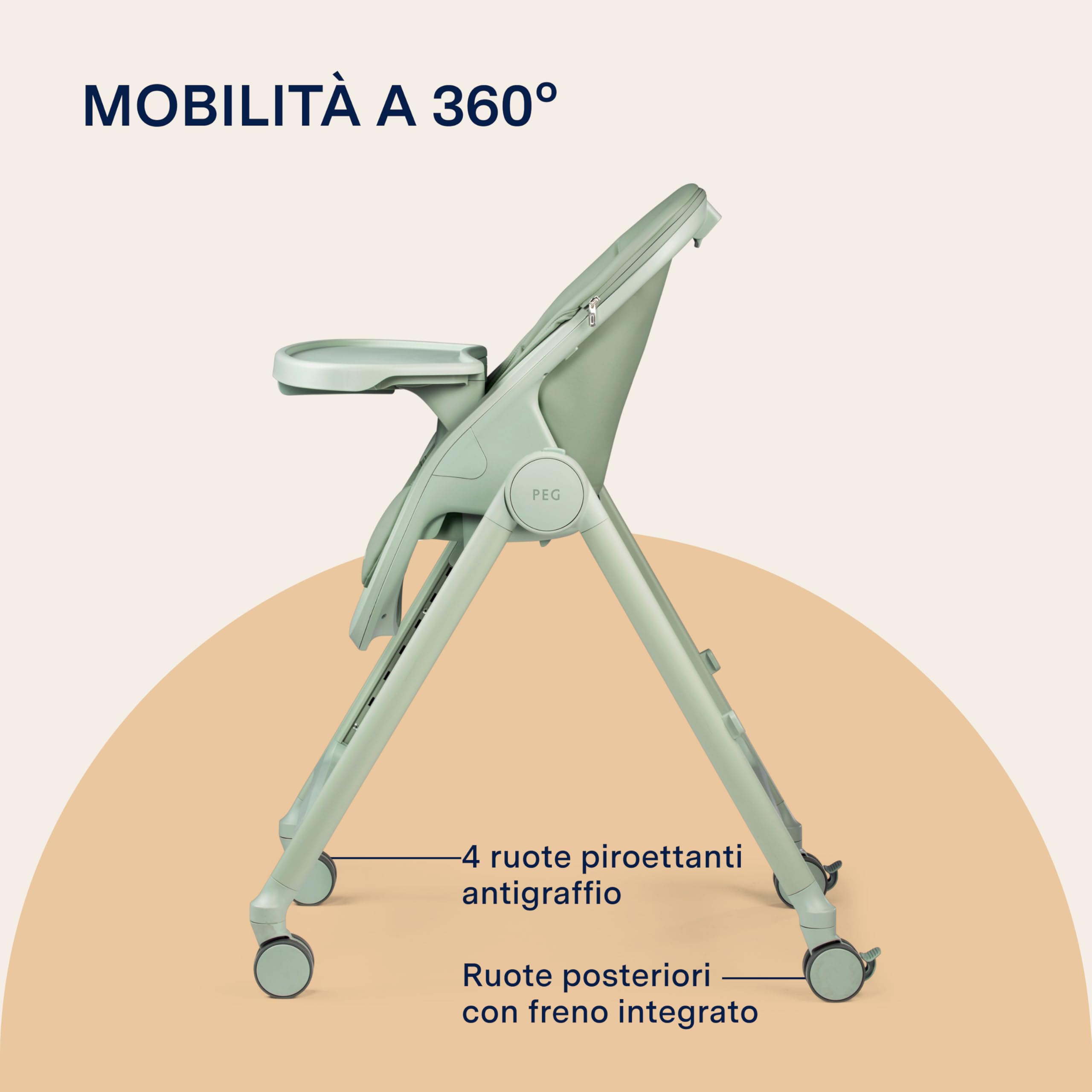 peg-perego-living-seggiolone-pappa-sdraietta-0-3-anni-0-15-kg-sage image 6