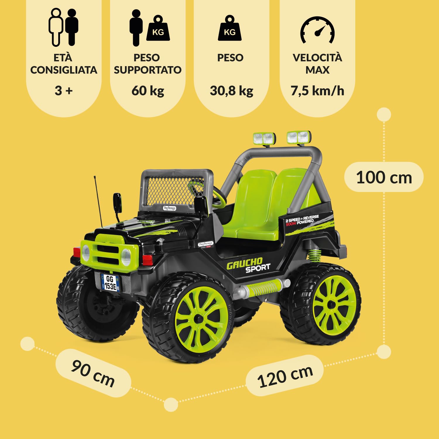 peg-perego-gaucho-sport-fuoristrada-elettrico-12v-2-posti-con-radio-fm image 3