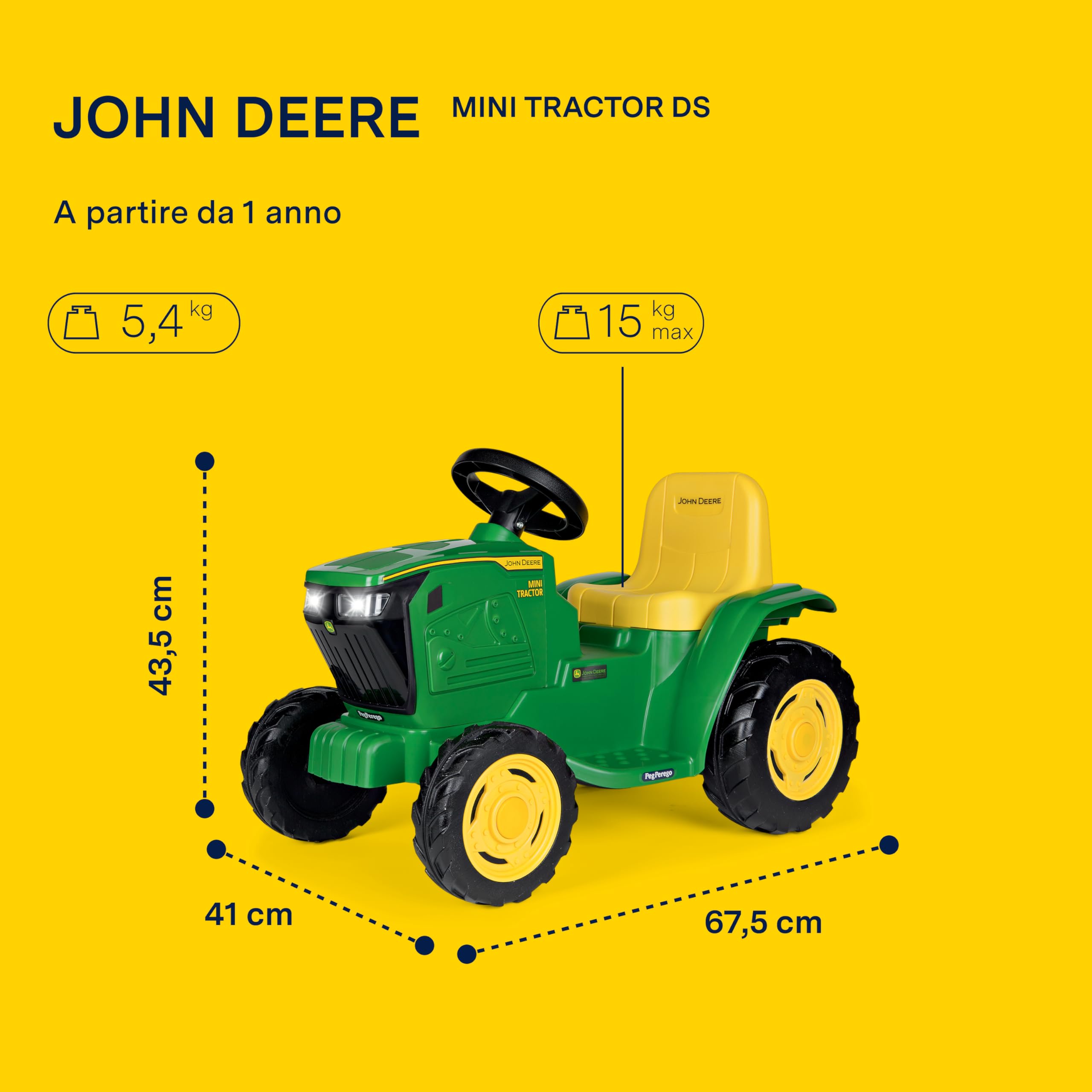 peg-perego-john-deere-mini-tractor-trattore-elettrico-6v-cavalcabile-da-1-anno image 2
