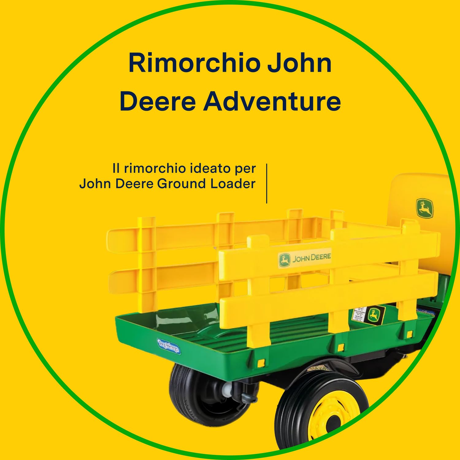 peg-perego-john-deere-stake-side-trailer-rimorchio-a-due-ruote-per-trattore-grou image 2