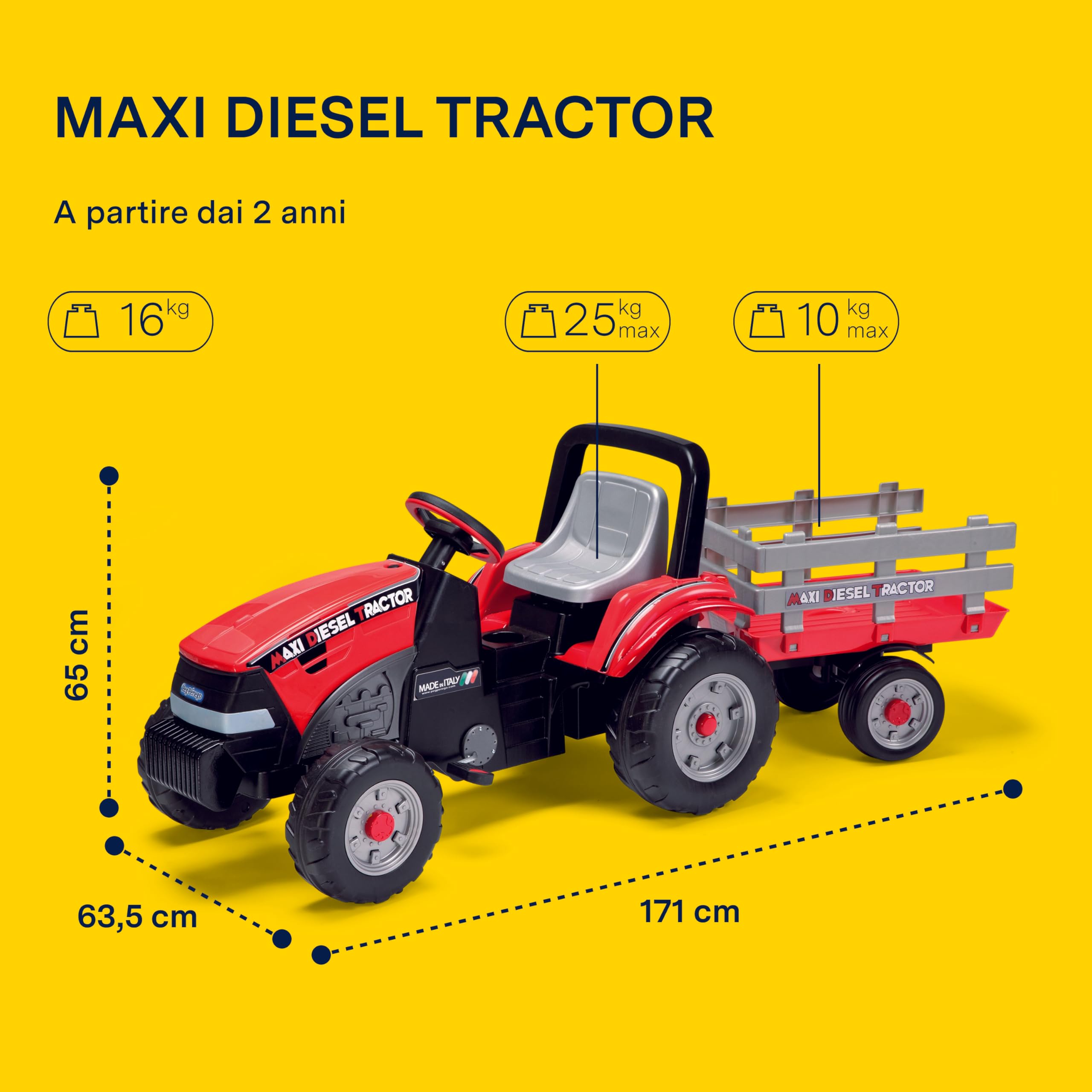 peg-perego-maxi-diesel-tractor-trattore-a-pedali-con-rimorchio-per-bambini-dai-2 image 2