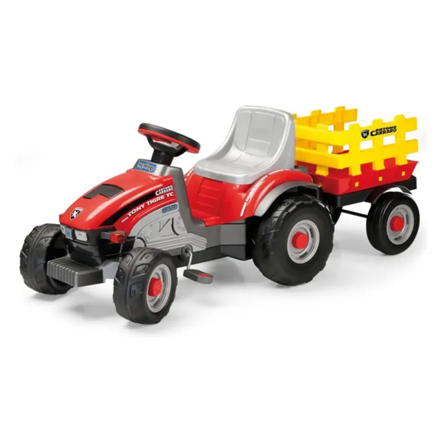 peg-perego-mini-tony-tigre-antonio-carraro-trattore-a-pedali-con-rimorchio-5-kg- image 1