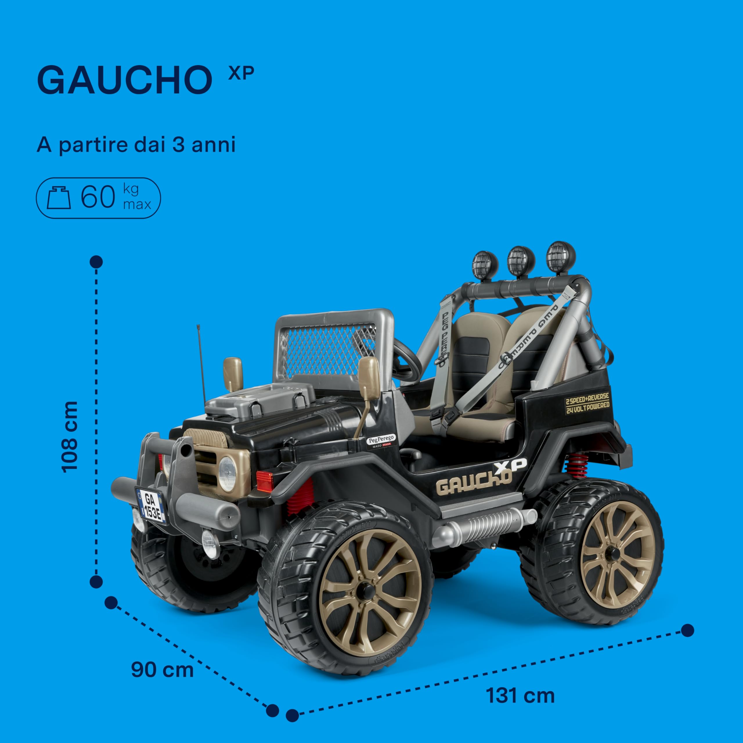 peg-perego-gaucho-xp-fuoristrada-elettrico-24v-con-luci-led-e-radio image 2